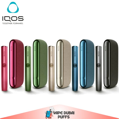 IQOS Iluma Device Kit in various colors on a white background with IQOS logo.