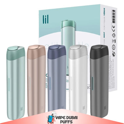 IQOS Lil Solid Ez devices in different colors with a box in the background, featuring the brand 'lil'.